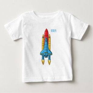 Camiseta Ilustração de desenho animado de navio-foguete