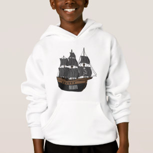 Camiseta Ilustração de desenho animado de navio pirata