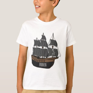 Camiseta Ilustração de desenho animado de navio pirata