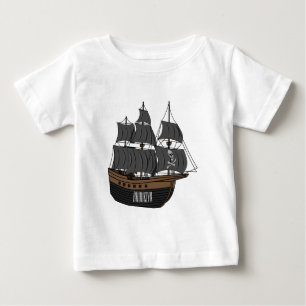 Camiseta Ilustração de desenho animado de navio pirata
