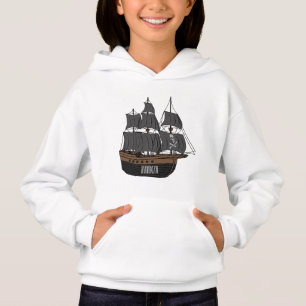 Camiseta Ilustração de desenho animado de navio pirata