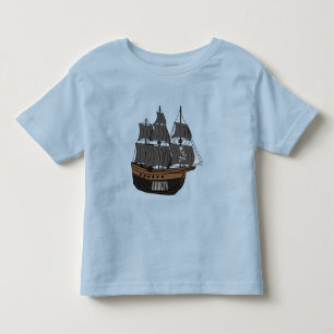 Camiseta Ilustração de desenho animado de navio pirata