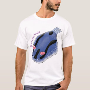 Camiseta Ilustração de desenho animado de nudibranch azul