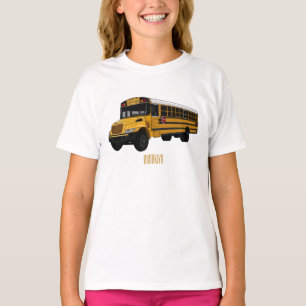 Camiseta Ilustração de desenho animado de ônibus escolar