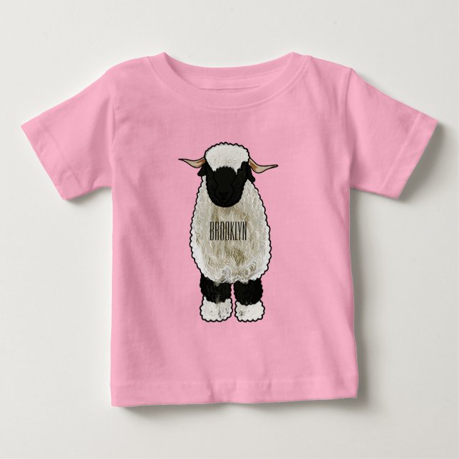 Camiseta Ilustração de desenho animado de ovelha Valais Bla (Frente)