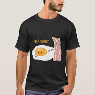 Camiseta Ilustração de desenho animado de ovo e bacon em 