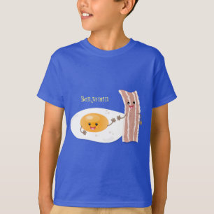 Camiseta Ilustração de desenho animado de ovo e bacon em ka