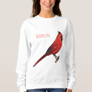 Camiseta ilustração de desenho animado de pássaro cardinal