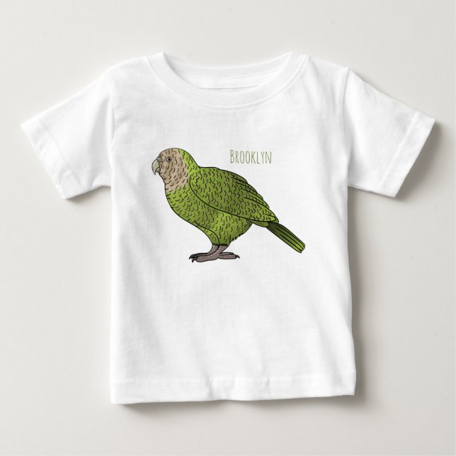 Camiseta Ilustração de desenho animado de pássaro Kakapo (Frente)