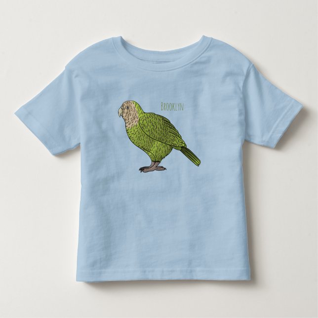 Camiseta Ilustração de desenho animado de pássaro Kakapo (Frente)