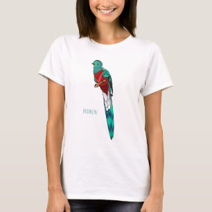 Camiseta Ilustração de desenho animado de pássaro quetzal r