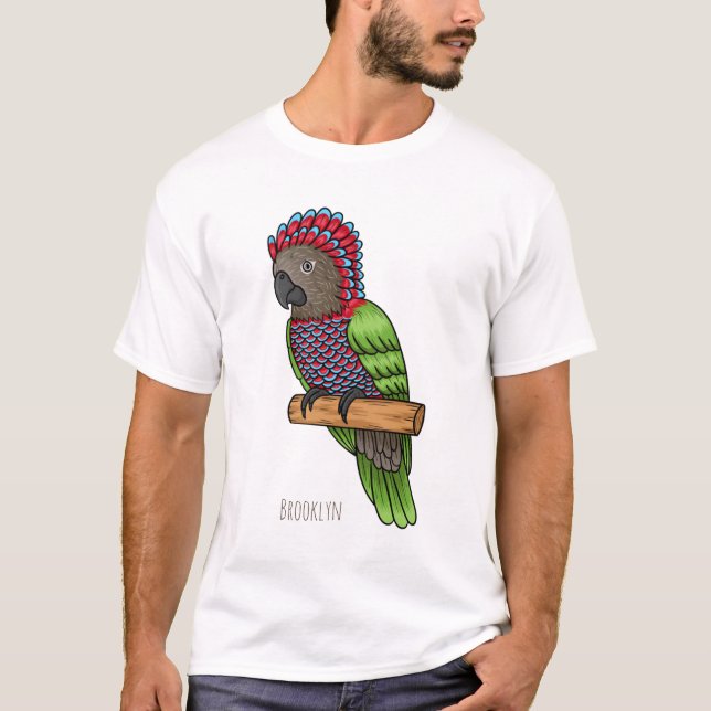 Camiseta Ilustração de desenho animado de pássaros-papagaio (Frente)
