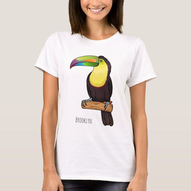 Camiseta Ilustração de desenho animado de pássaros tucanos  (Frente)