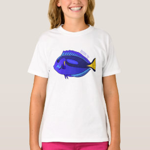 Camiseta Ilustração de desenho animado de peixe marrom azul
