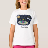 Ilustração de desenho animado de peixe ufo espaço 