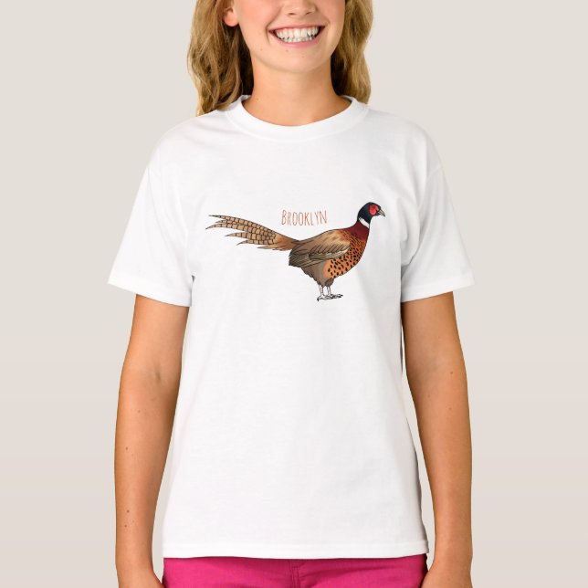 Camiseta Ilustração de desenho animado de pheasant de pesco (Frente)