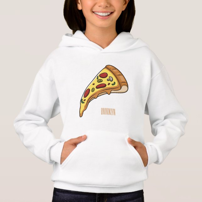 Camiseta Ilustração de desenho animado de pizza (Frente)