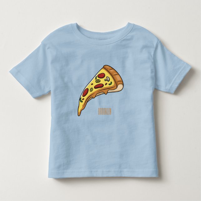 Camiseta Ilustração de desenho animado de pizza (Frente)