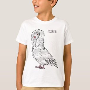Camiseta ilustração de desenho animado de pombo jacobino