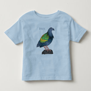 Camiseta Ilustração de desenho animado de pombo-nicobar