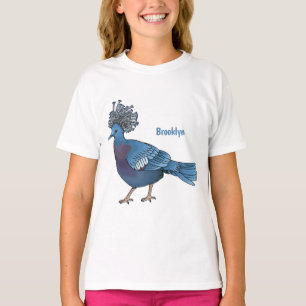 Camiseta Ilustração de desenho animado de pombo-pombo-coroa