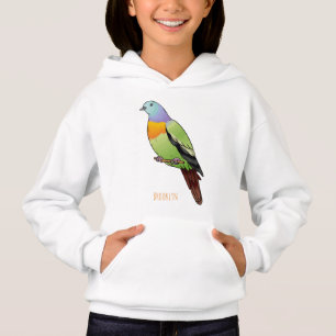 Camiseta Ilustração de desenho animado de pombo verde de pe