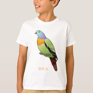 Camiseta Ilustração de desenho animado de pombo verde de pe