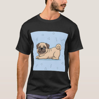 Camiseta Ilustração de desenho animado de Pug fofo relaxado