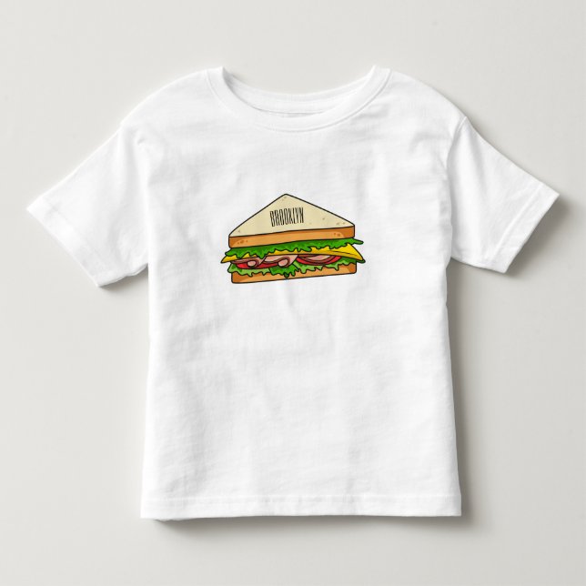 Camiseta Ilustração de desenho animado de sanduíche  (Frente)