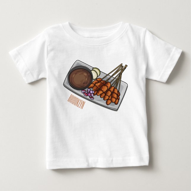 Camiseta Ilustração de desenho animado de Satay (Frente)