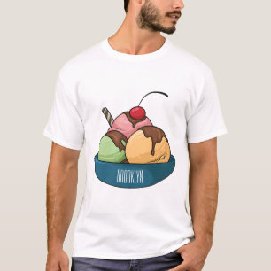 Camiseta ilustração de desenho animado de sorvete
