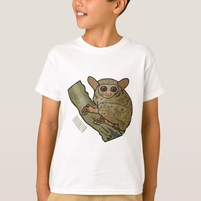 Camiseta Ilustração de desenho animado de Tarsier (Frente)