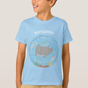 Camiseta Ilustração de desenho animado de tira-manta e bo