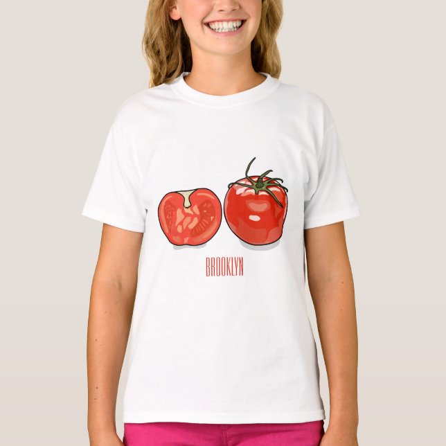 Camiseta Ilustração de desenho animado de tomate (Frente)