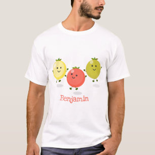 Camiseta Ilustração de desenho animado de tomate de cereja