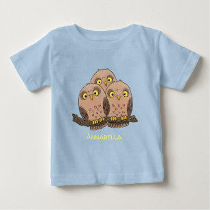 Camiseta Ilustração de desenho animado de trio de corujinha