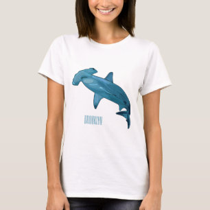 Camiseta Ilustração de desenho animado de tubarão-martelo