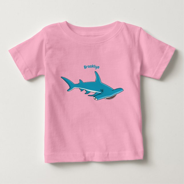 Camiseta Ilustração de desenho animado de tubarão-martelo (Frente)