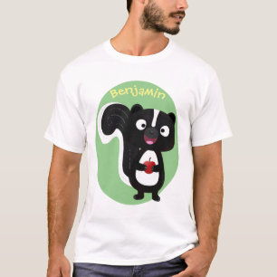 Camiseta Ilustração de desenho animado de um gambá fofo e f