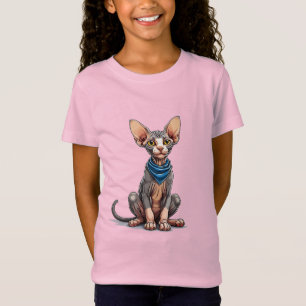 Camiseta Ilustração de desenho animado de um gato Sphynx