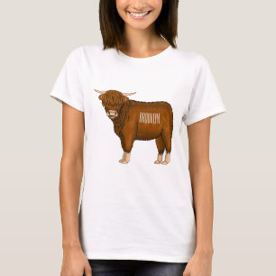Camiseta Ilustração de desenho animado de vaca em terras al