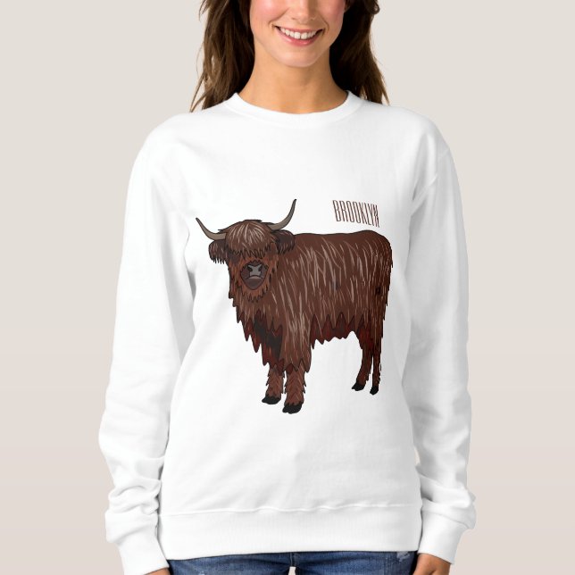Camiseta Ilustração de desenho animado de vaca em terras al (Frente)