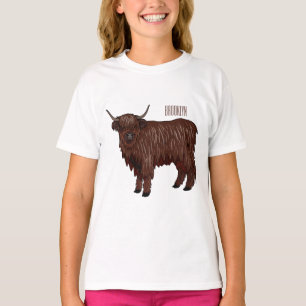 Camiseta Ilustração de desenho animado de vaca em terras al