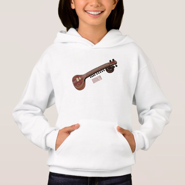 Camiseta Ilustração de desenho animado de violão (Frente)