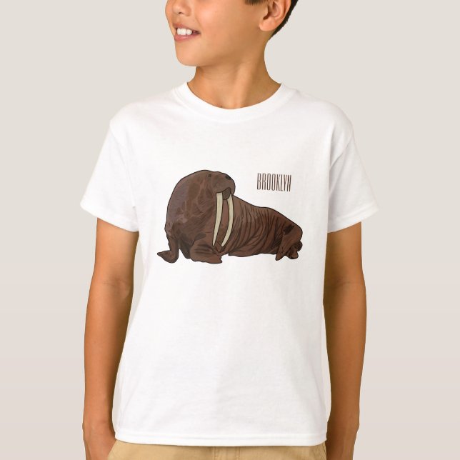 Camiseta Ilustração de desenho animado de Walrus (Frente)