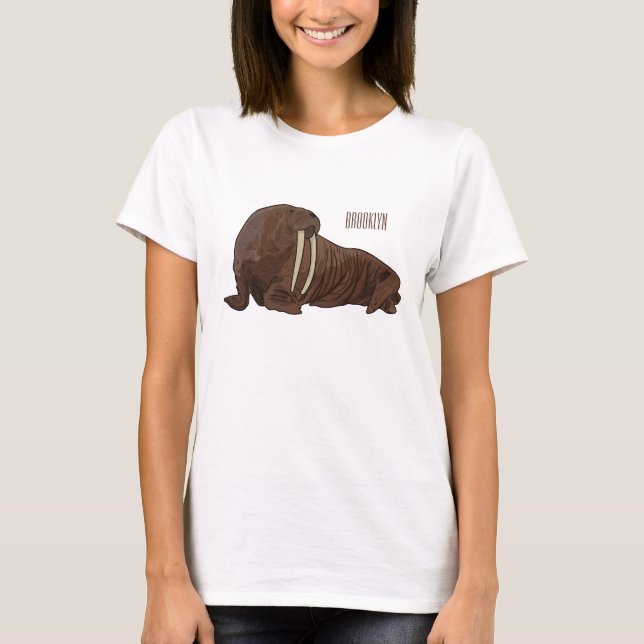 Camiseta Ilustração de desenho animado de Walrus (Frente)