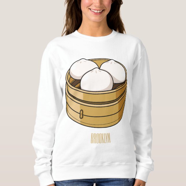Camiseta Ilustração de desenho animado Dim sum (Frente)