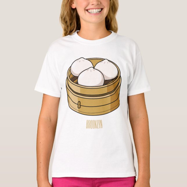Camiseta Ilustração de desenho animado Dim sum (Frente)