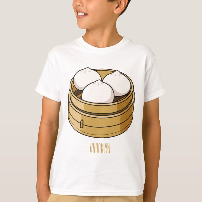Camiseta Ilustração de desenho animado Dim sum (Frente)