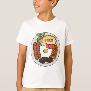 Camiseta Ilustração de desenho animado do café da manhã em